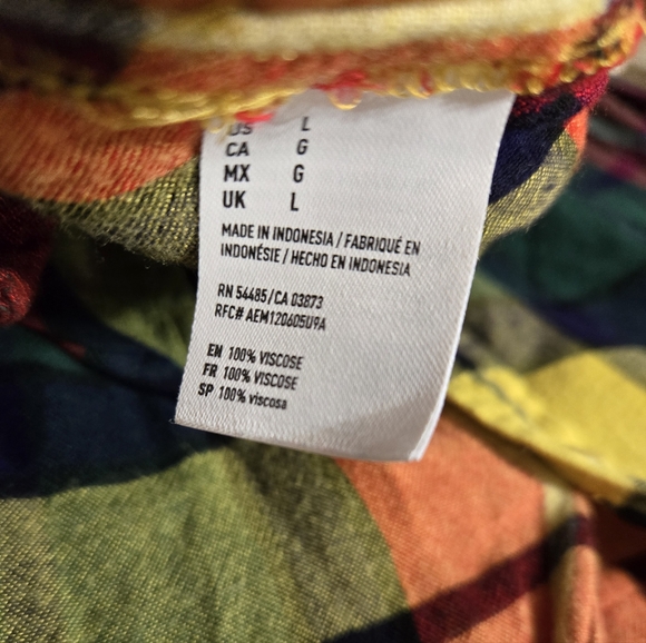 American Eagle Boyfriend Fit Soft Plaid Button Front Long Sleeve Shirt GUC - Picture 4 of 5